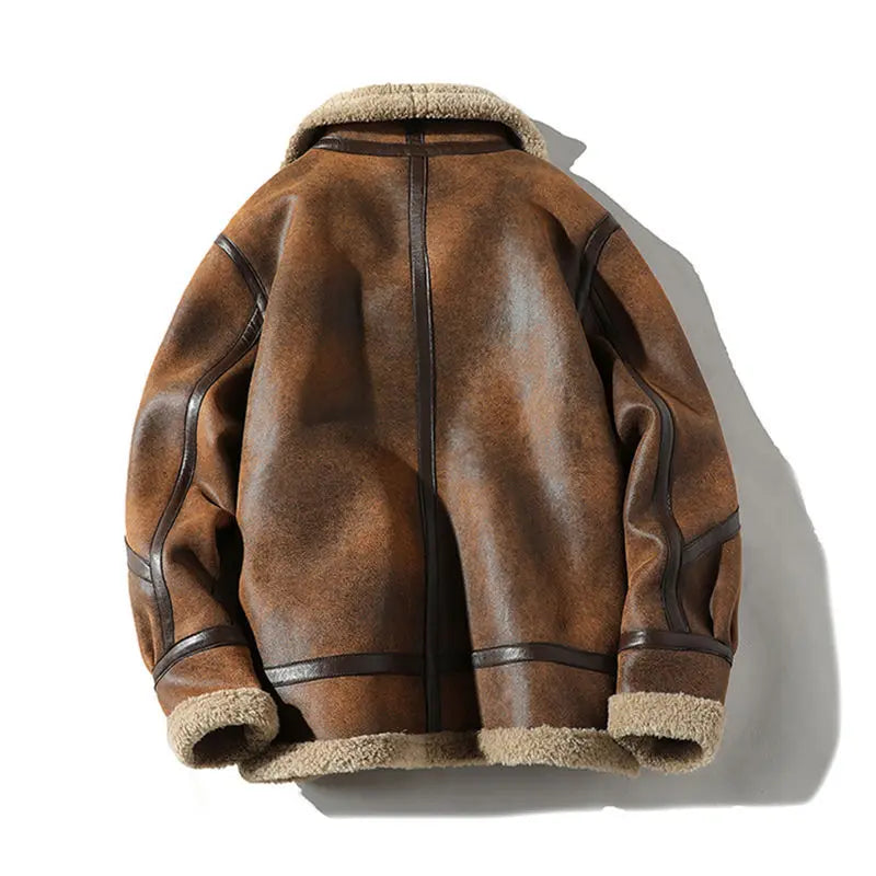 Aldrich Classic Aviator Bomber | Men's Faux Leather Jacket Brown