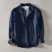 Caleb Linen Mandarin Shirt | Men's Linen Summer Shirt | Breathable Holiday Casual Top UK