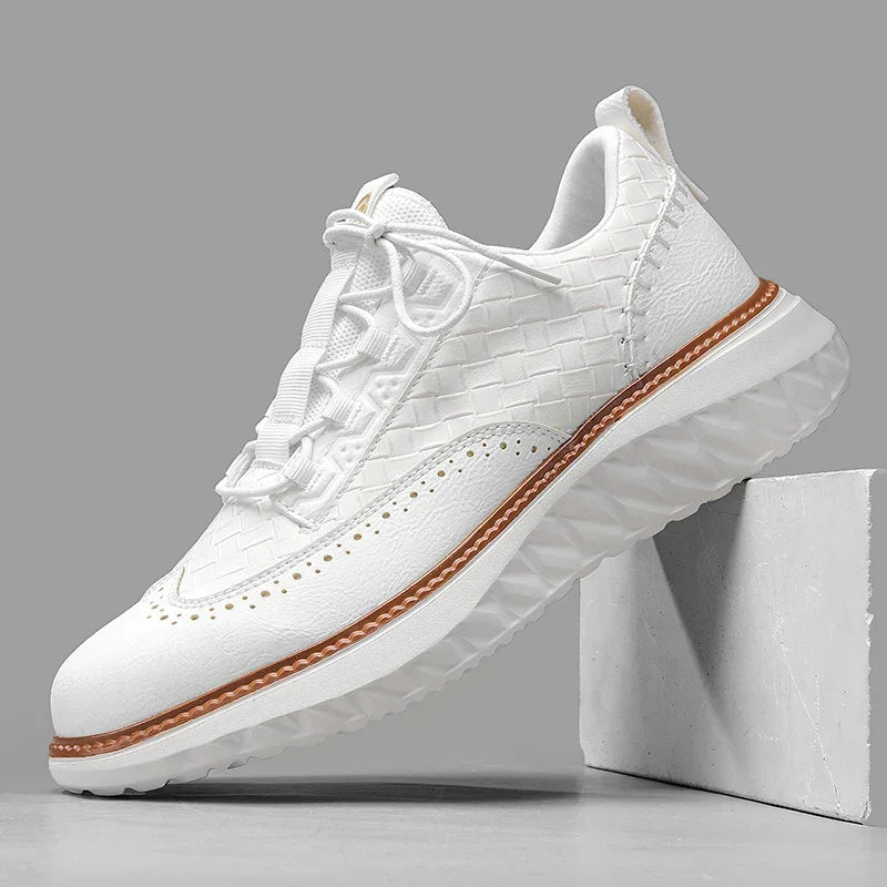 Drake Burnished Leather Trainers | Men's Genuine Leather Trainers | Smart Casual Fashion Shoes UK