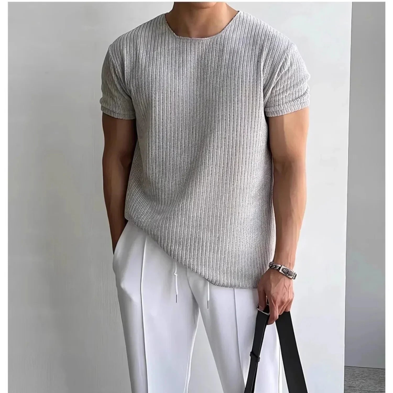 Calo Knit Tee | Men's Fine Knit T-Shirt | Premium Casual Smart Tee UK