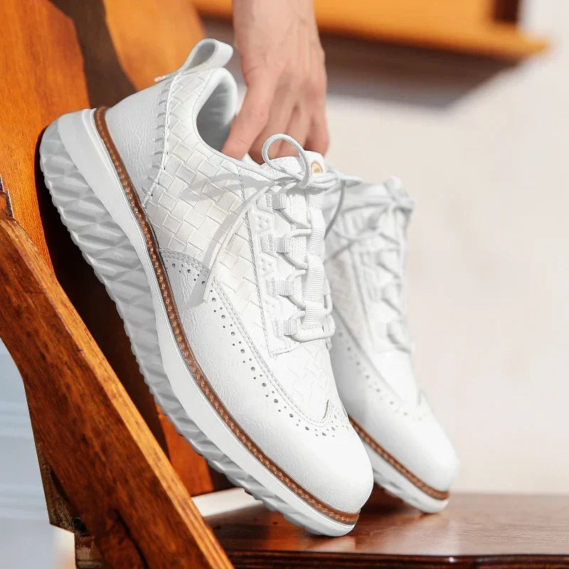Drake Burnished Leather Trainers | Men's Genuine Leather Trainers | Smart Casual Fashion Shoes UK