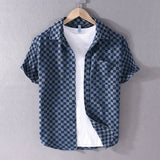 Mason Checkered Denim Shirt | Men's Classic Denim Shirt | Casual Everyday Top UK