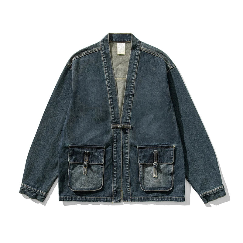 Vintage Wash Denim Kimono | Women's Vintage Wash Denim Kimono Jacket | Boho Casual Outerwear UK
