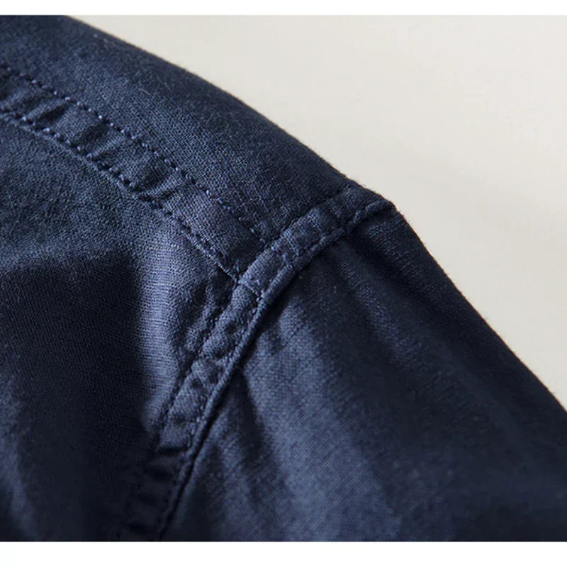 Caleb Linen Mandarin Shirt | Men's Linen Summer Shirt | Breathable Holiday Casual Top UK