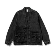Vintage Wash Denim Kimono | Women's Vintage Wash Denim Kimono Jacket | Boho Casual Outerwear UK