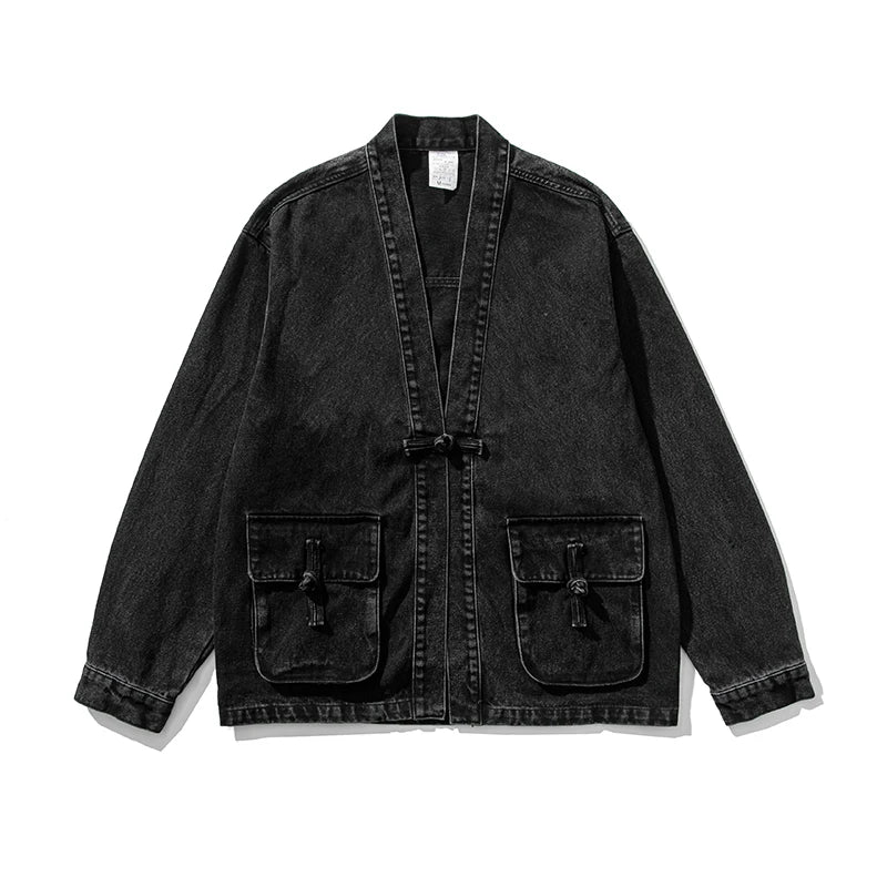 Vintage Wash Denim Kimono | Women's Vintage Wash Denim Kimono Jacket | Boho Casual Outerwear UK