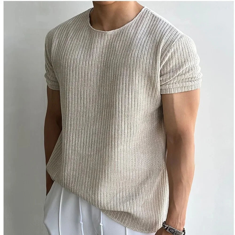 Calo Knit Tee | Men's Fine Knit T-Shirt | Premium Casual Smart Tee UK