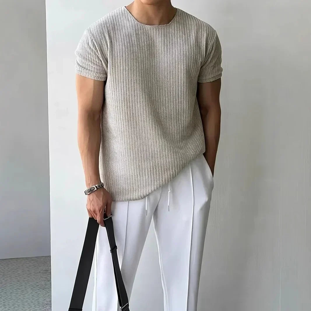 Calo Knit Tee | Men's Fine Knit T-Shirt | Premium Casual Smart Tee UK