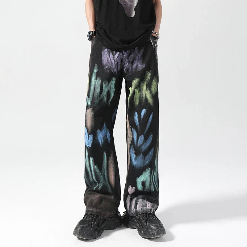 Avenir Painted Pants | Women's Artistic Painted Print Trousers | Unique Fashion Bottoms UK
