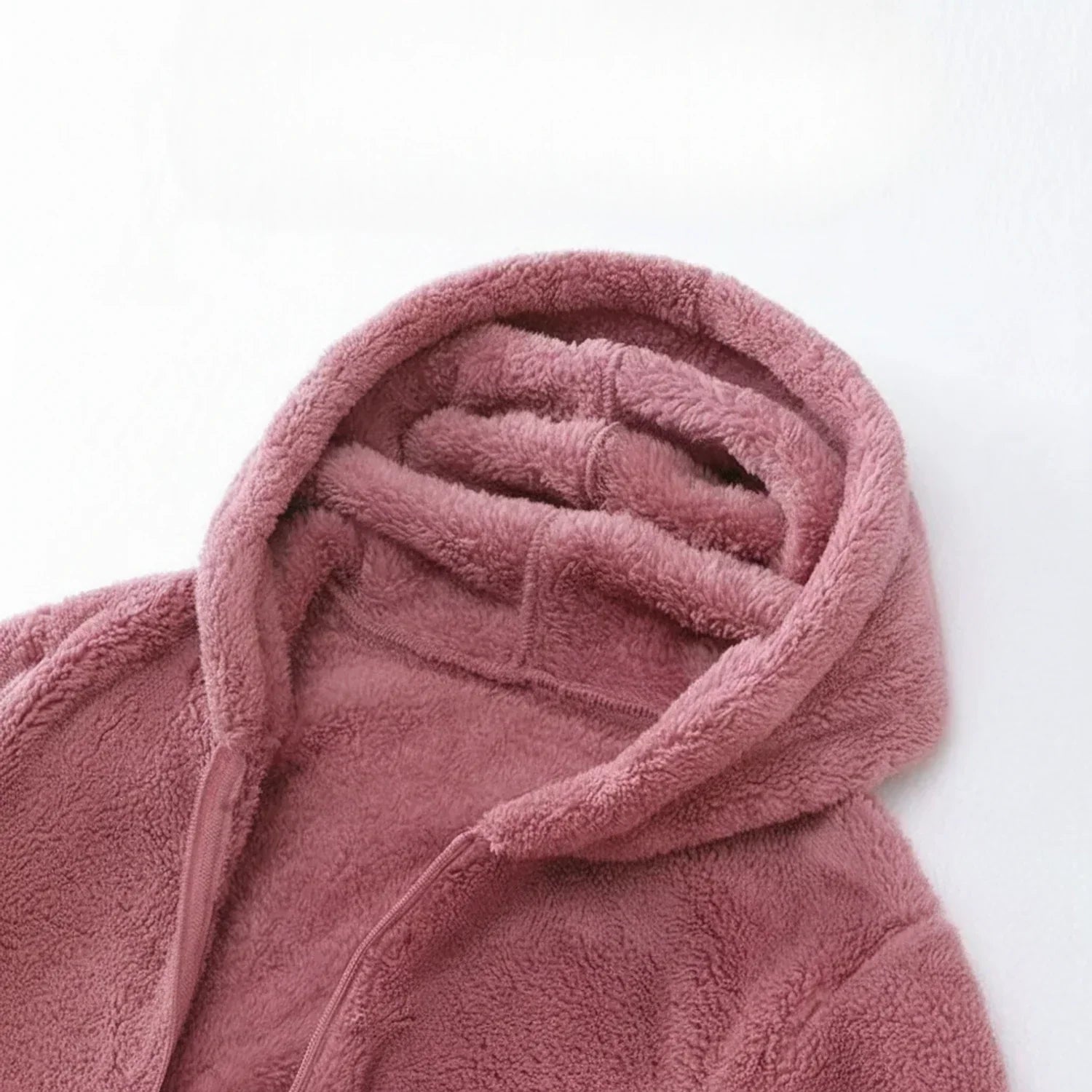 Sofia Hooded Fleece Jacket Women's Curly Pile Full Zip Relaxed Layering Side Pockets Outerwear