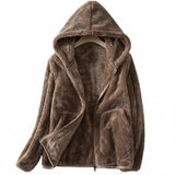 Sofia Hooded Fleece Jacket Women's Curly Pile Full Zip Relaxed Layering Side Pockets Outerwear