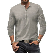 Men's Henley Sweatshirt Button Placket Long Sleeve | Cosy Comfort Loungewear Top