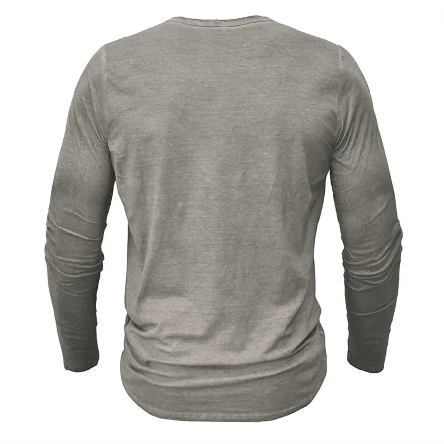 Men's Henley Sweatshirt Button Placket Long Sleeve | Cosy Comfort Loungewear Top