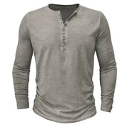 Men's Henley Sweatshirt Button Placket Long Sleeve | Cosy Comfort Loungewear Top
