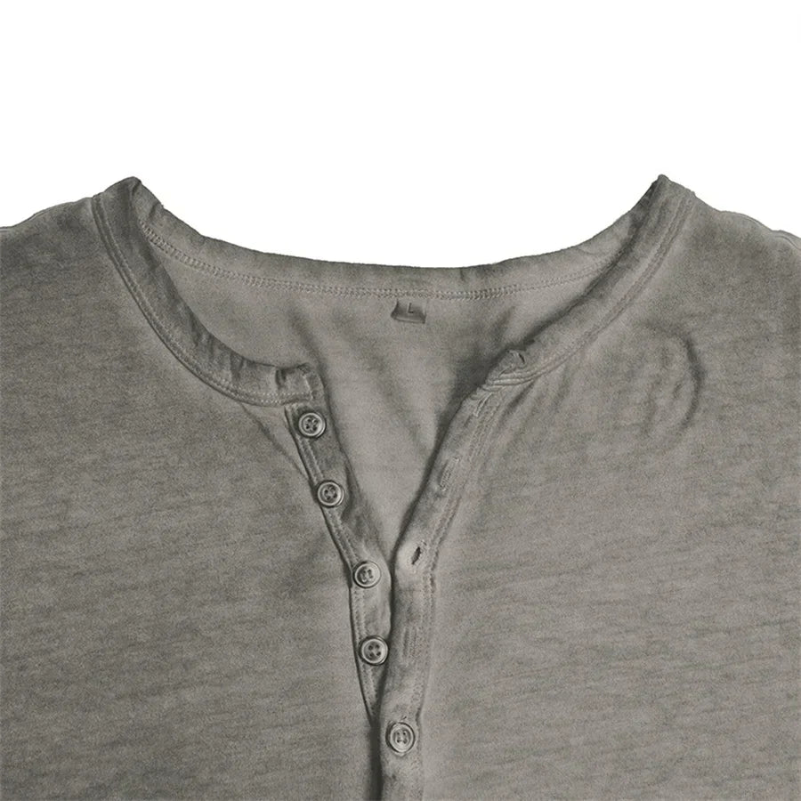 Men's Henley Sweatshirt Button Placket Long Sleeve | Cosy Comfort Loungewear Top