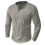 Men's Henley Sweatshirt Button Placket Long Sleeve | Cosy Comfort Loungewear Top