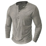 Men's Henley Sweatshirt Button Placket Long Sleeve | Cosy Comfort Loungewear Top