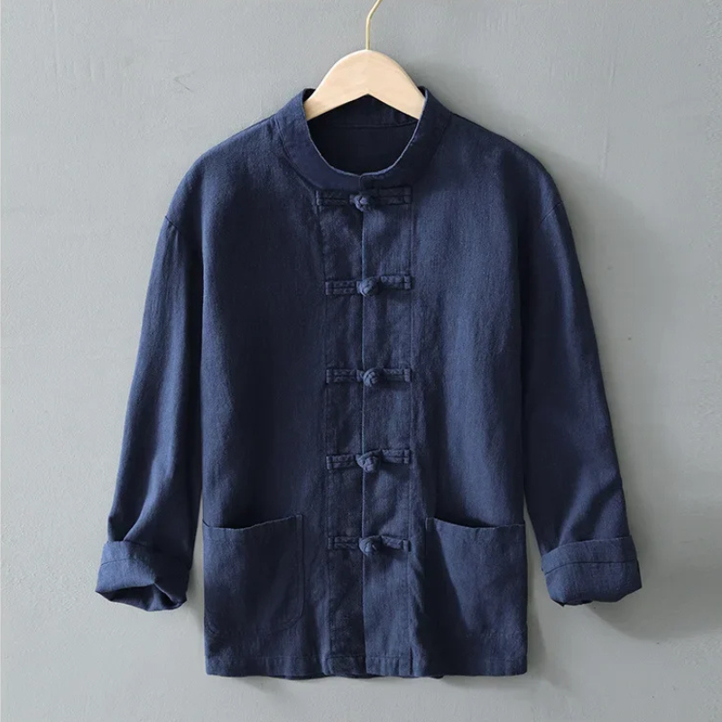Ellis Mandarin Collar Shirt | Men's Oxford Button-Down Shirt | Smart Casual Formal Top UK