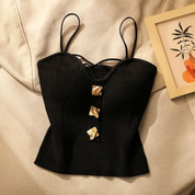Elena Ribbed Corset Top | Women's Ribbed Corset Top | Fitted Bodycon Bandeau Top UK