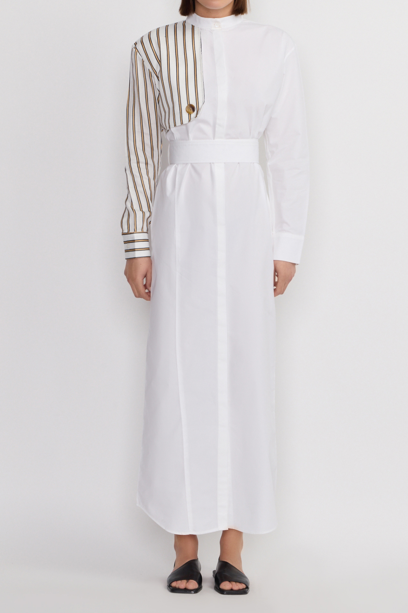 Hans Striped Poplin Asymmetric Maxi Shirt Dress | Dress | Women White Stripe