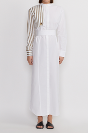 Hans Striped Poplin Asymmetric Maxi Shirt Dress | Dress | Women White Stripe
