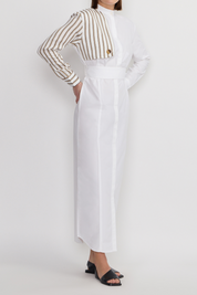 Hans Striped Poplin Asymmetric Maxi Shirt Dress | Dress | Women White Stripe
