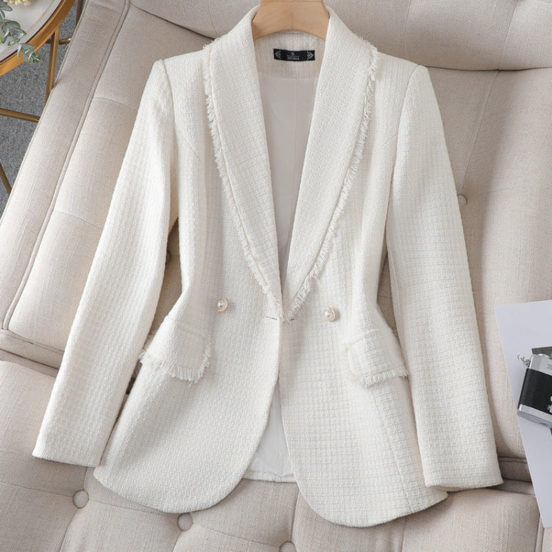 Women's Classic Fit Plaid Blazer – Elegant Tailored Winter Jacket Smart Casual Outerwear