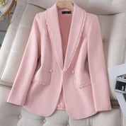 Women's Classic Fit Plaid Blazer – Elegant Tailored Winter Jacket Smart Casual Outerwear