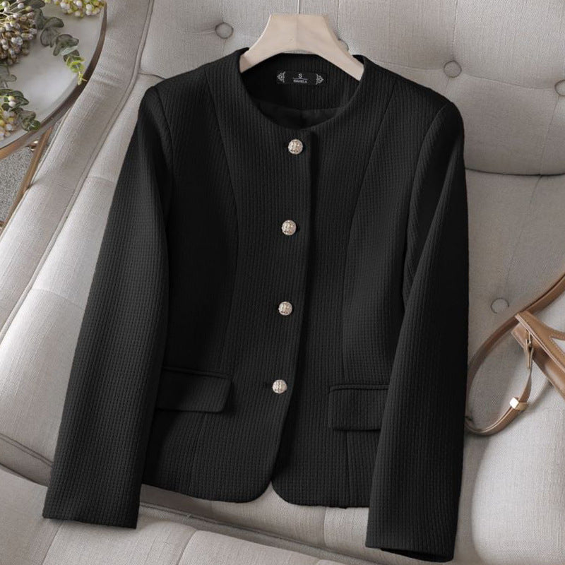Women's Cropped Plaid Blazer – Chic Tailored Winter Jacket Stylish Versatile Outerwear