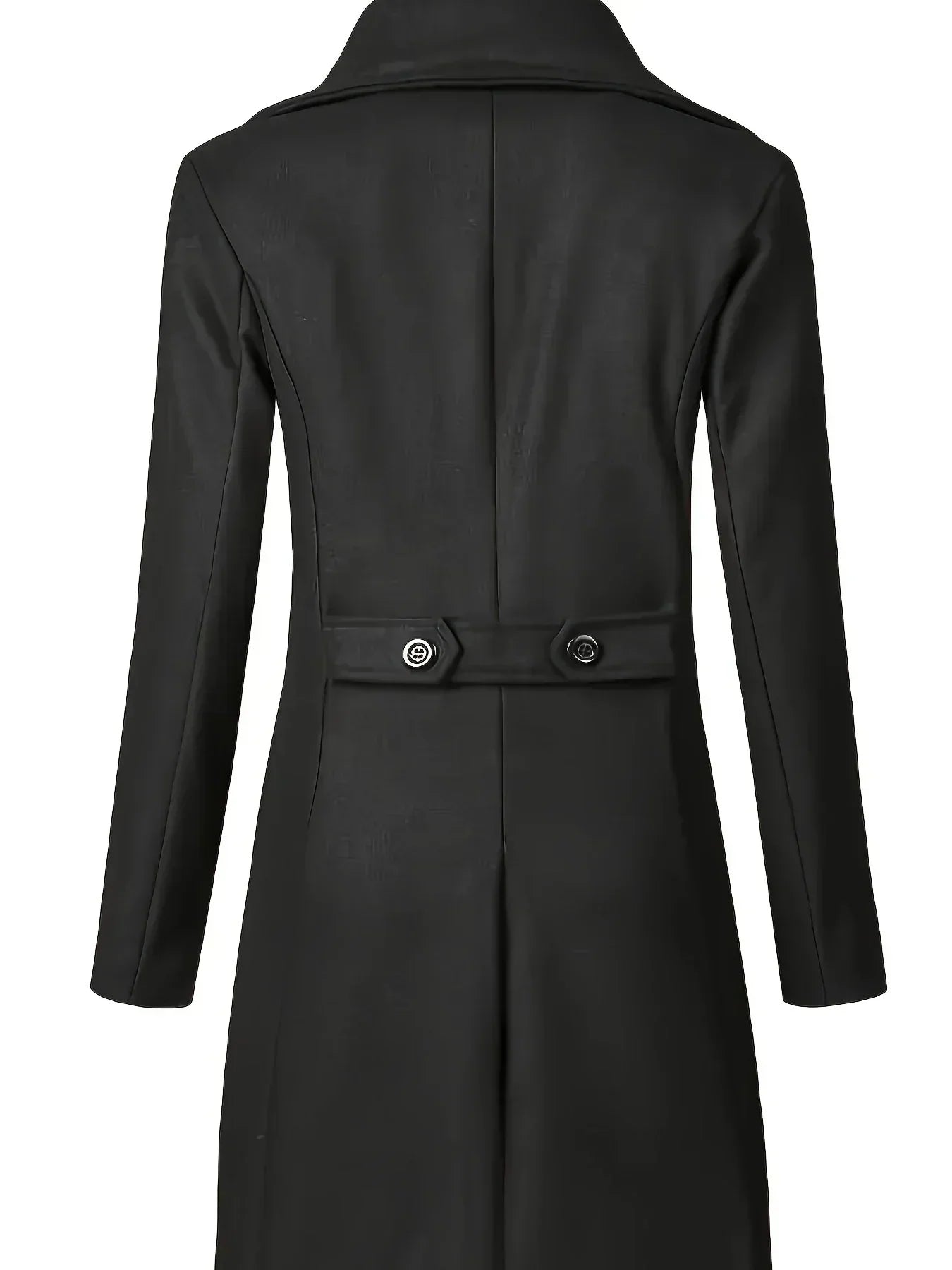 Men's Wool Trench Coat Double-Breasted Belted Mid-Length Overcoat Smart Casual