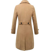 Men's Wool Trench Coat Double-Breasted Belted Mid-Length Overcoat Smart Casual