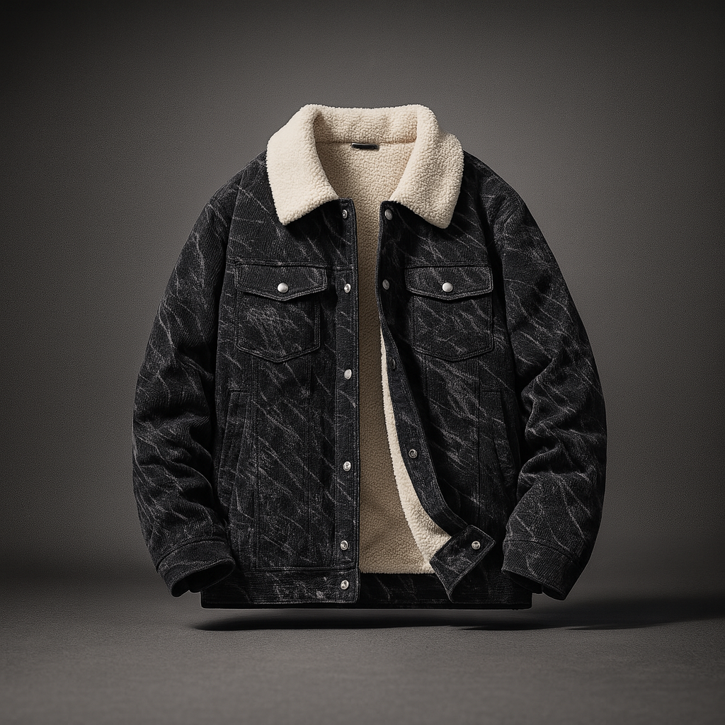 Men's Alderon Sherpa Corduroy Jacket Casual Winter Coat Textured Warm | Premium Outerwear Khaki Brown Black