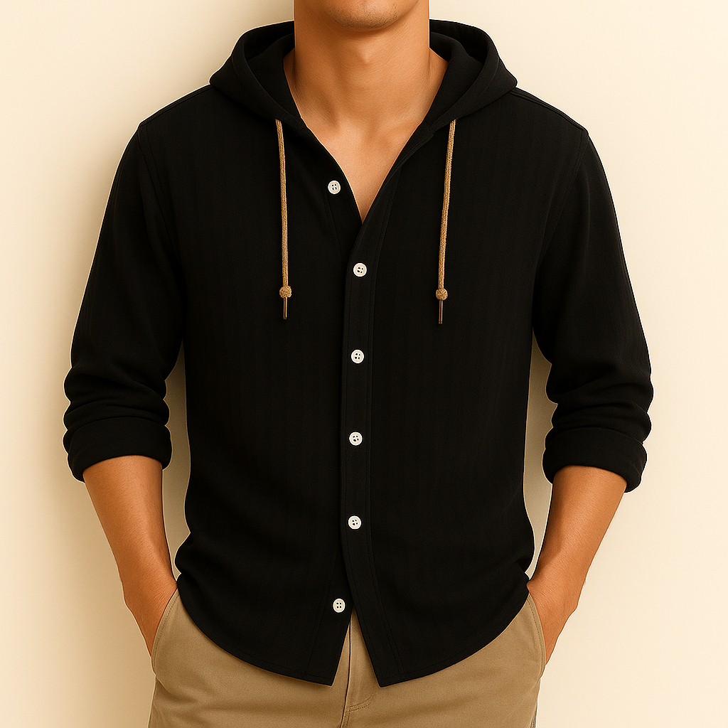 Briggs Hoodie Shirt | Men's Oxford Button-Down Shirt | Smart Casual Formal Top UK
