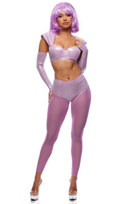 Beam Me Up 5-Piece Alien Halloween Costume Set | Purple Bodysuit & Accessories