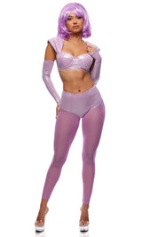 Beam Me Up 5-Piece Alien Halloween Costume Set | Purple Bodysuit & Accessories