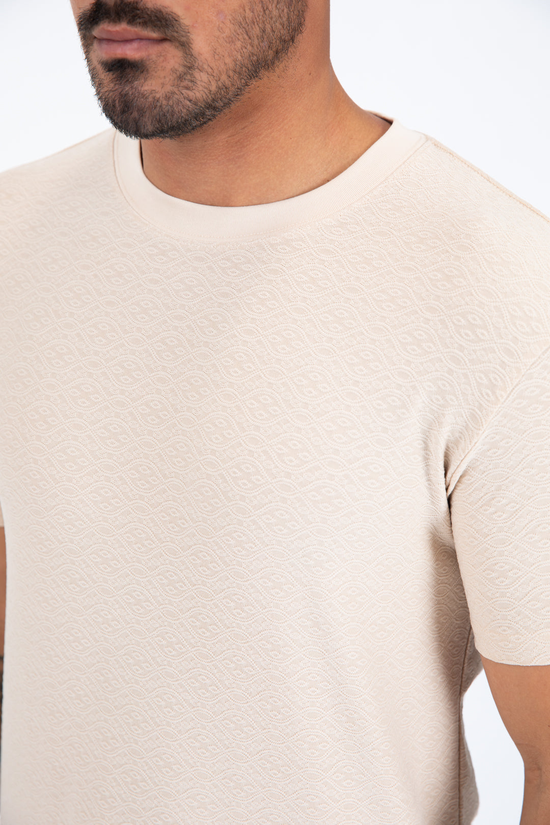 All Over Pattern Graphic Tee | T-Shirt | Men's Cotton Beige Patterned