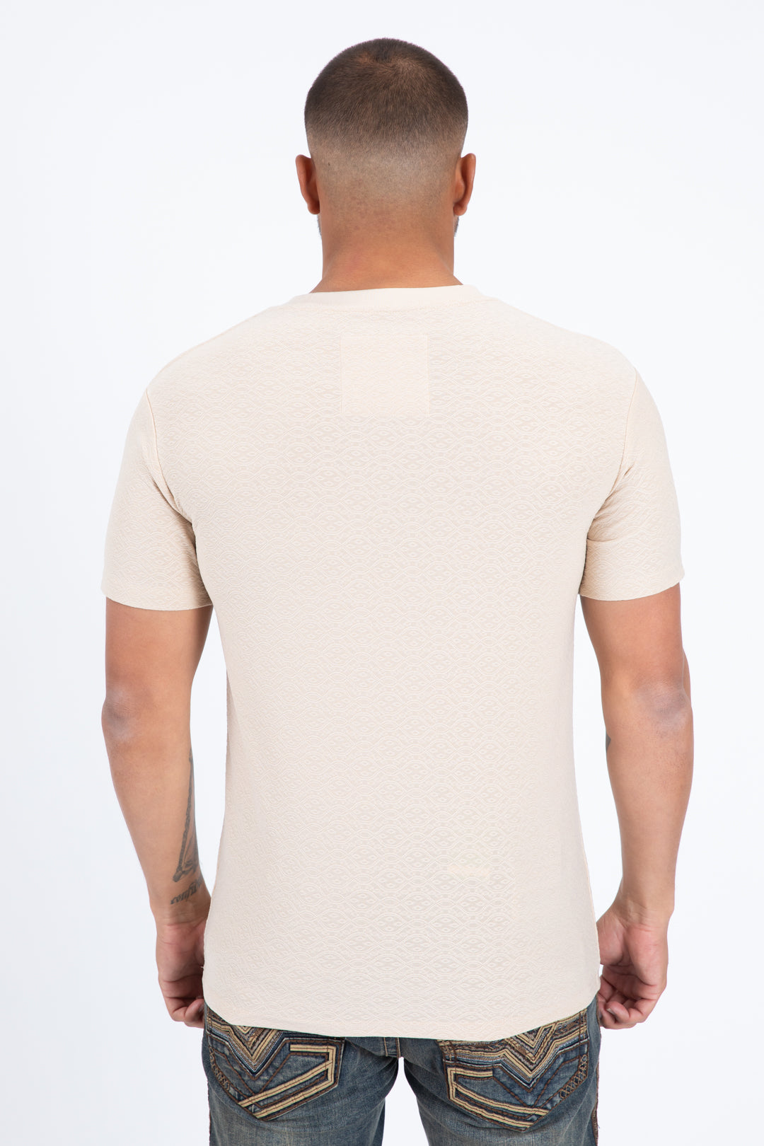 All Over Pattern Graphic Tee | T-Shirt | Men's Cotton Beige Patterned