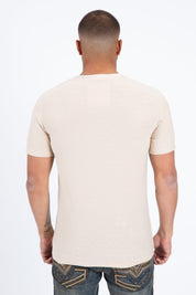 All Over Pattern Graphic Tee | T-Shirt | Men's Cotton Beige Patterned