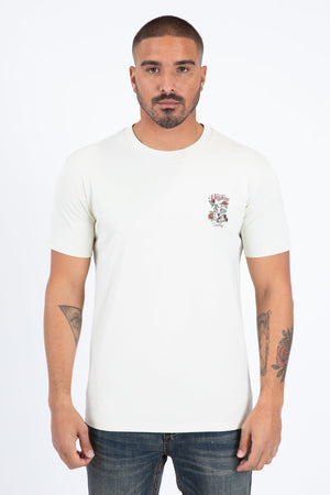 Western Skull Horseshoe Graphic Tee | T-Shirt | Men's Cotton Beige Western Print