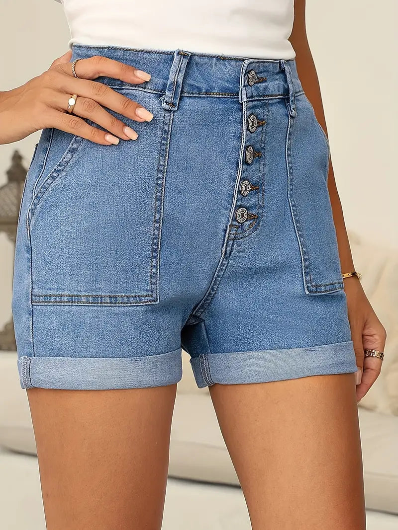 Lila Vintage Denim Stretch Shorts | Women's Vintage Denim Stretch Shorts | Casual Summer Jean Shorts UK