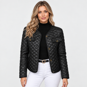 Women's Quilted Coat – Solid Colour Warm Fall Winter Style Jacket | Black Green Off-White | S–2XL