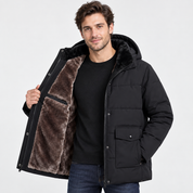 Men's Thickened Hooded Padded Coat – Warm Quilted Winter Outerwear | Insulated Zip-Up Jacket | Grey Black Blue | S–2XL