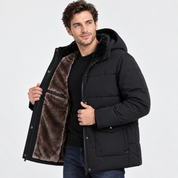 Men's Thickened Hooded Padded Coat – Warm Quilted Winter Outerwear | Insulated Zip-Up Jacket | Grey Black Blue | S–2XL