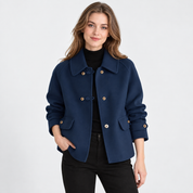 Women's Tweed Pea Coat – Peter Pan Collar Pearl Button Winter Jacket | 5 Colours | S–2XL
