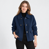 Women's Tweed Pea Coat – Peter Pan Collar Pearl Button Winter Jacket | 5 Colours | S–2XL