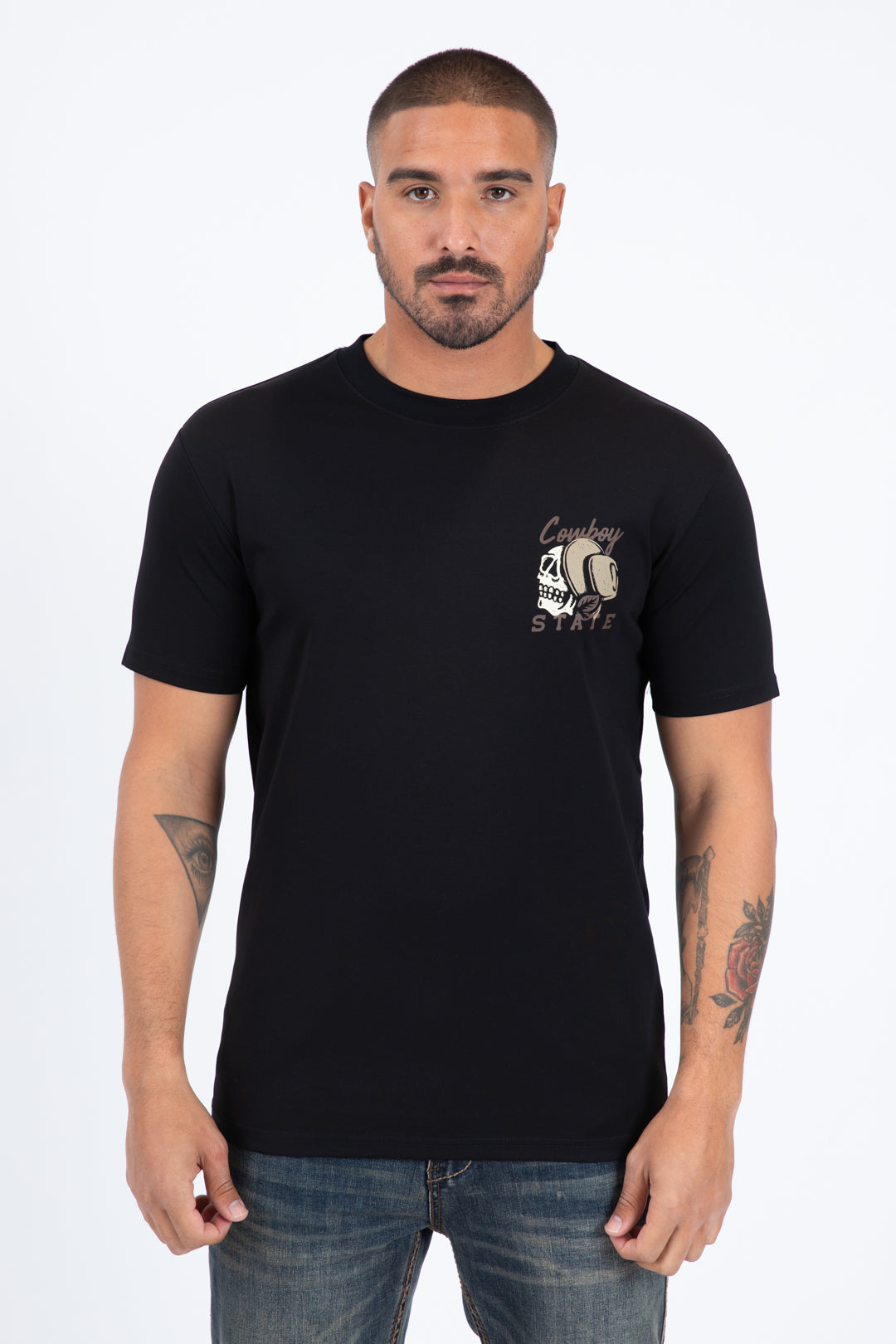 Cowboy Desert Skull Graphic Tee | T-Shirt | Men's Cotton Black Western Print