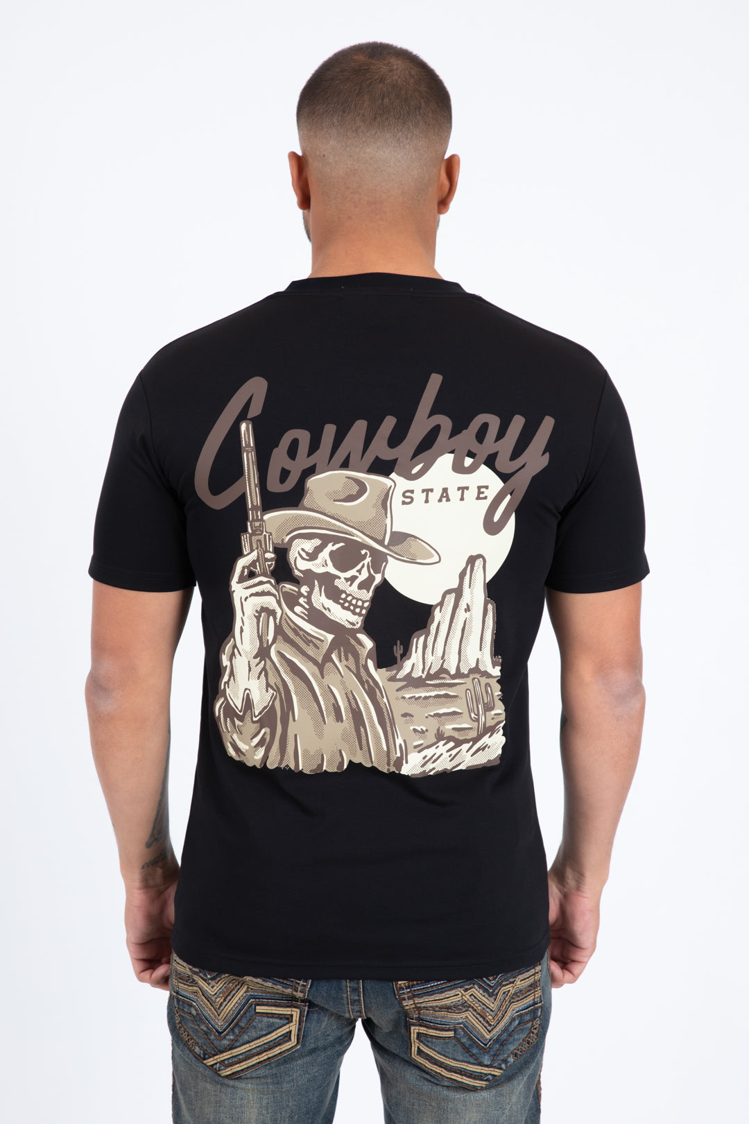 Cowboy Desert Skull Graphic Tee | T-Shirt | Men's Cotton Black Western Print