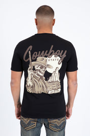 Cowboy Desert Skull Graphic Tee | T-Shirt | Men's Cotton Black Western Print