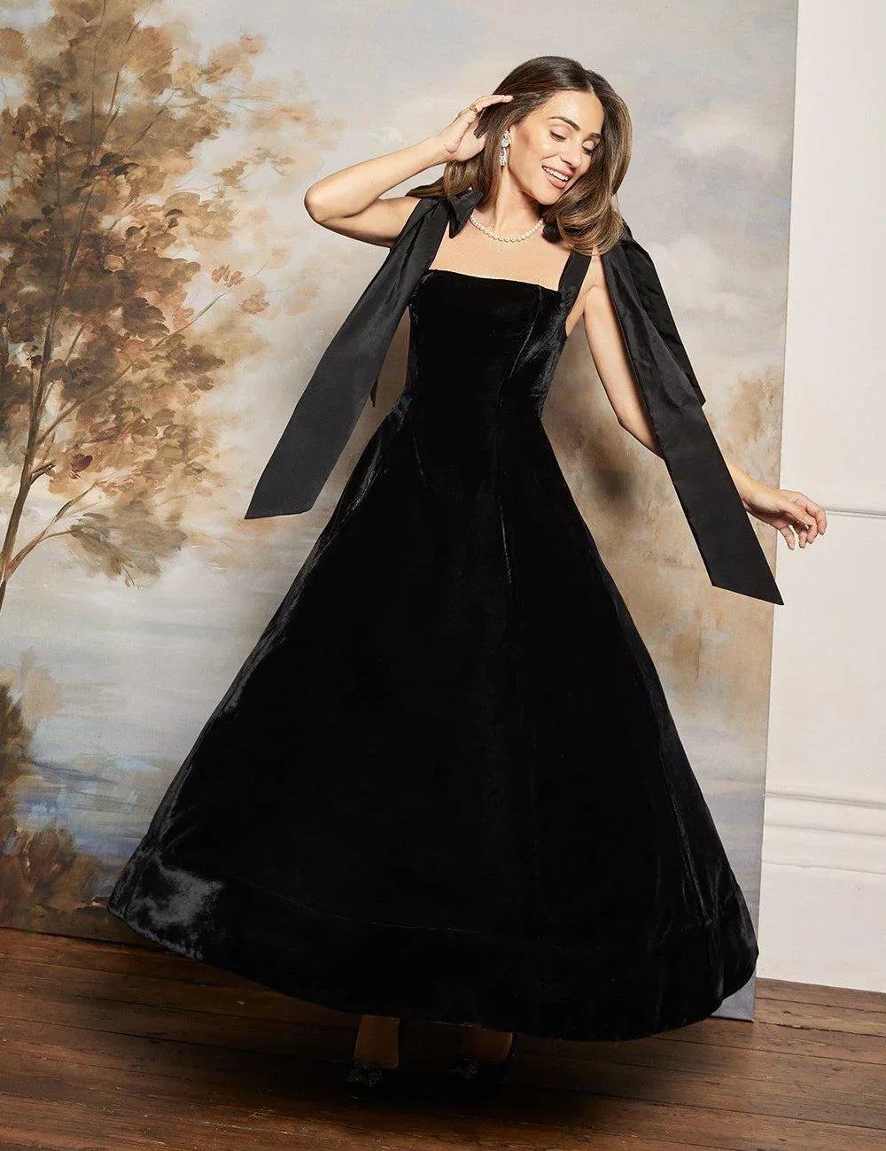 black-lydia-millen-velvet-bandeau-taffeta-bow-woven-prom-midaxi-dress.webp