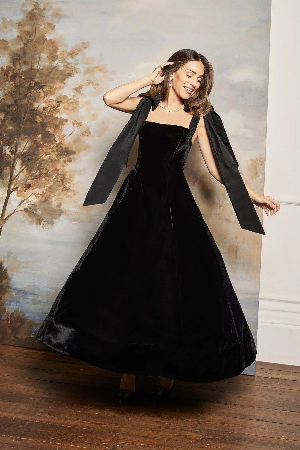 Velvet Strapless Bow Midi Dress | Women's Velvet Strapless Bow Midi Dress | Elegant Party Dress UK